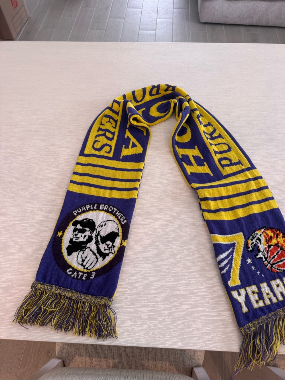 Purple & Yellow Team Scarf with Fringe